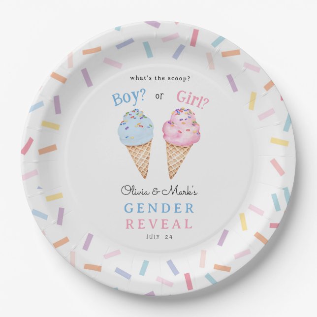 Icecream Gender Reveal Pappteller (Vorderseite)