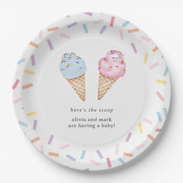 Icecream Gender Reveal Pappteller (Vorderseite)