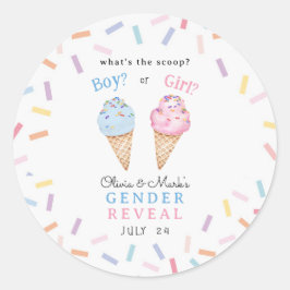 Icecream Gender Reveal Runder Aufkleber
