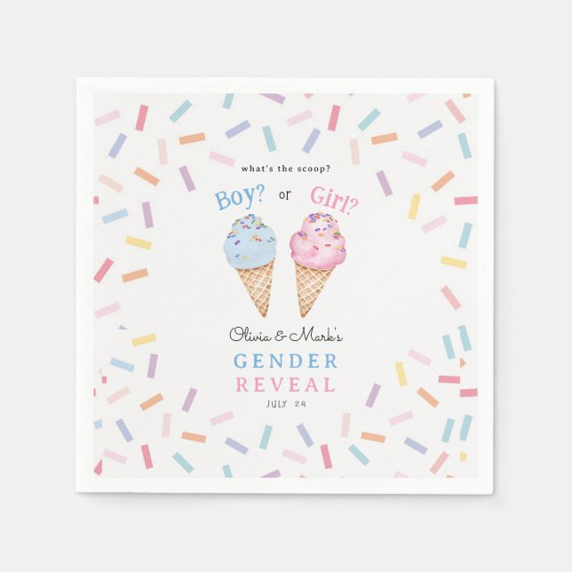 Icecream Gender Reveal Serviette (Vorderseite)