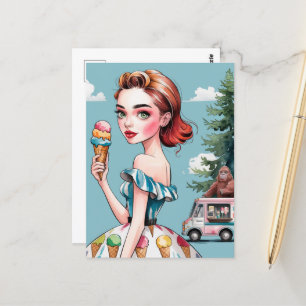 Icecream im Wald mit Sasquatch Postkarte