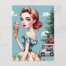 Icecream im Wald mit Sasquatch Postkarte