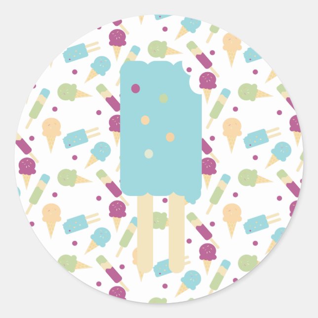 Icecream Pop Blaue Creme Sprinklen Prämie Runder Aufkleber (Vorderseite)
