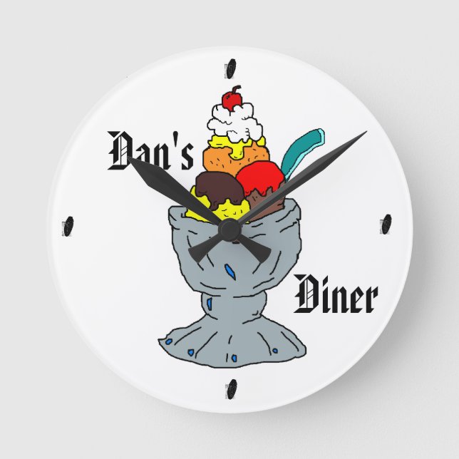 icecream sundae round personalized wall clock runde wanduhr (Vorderseite)