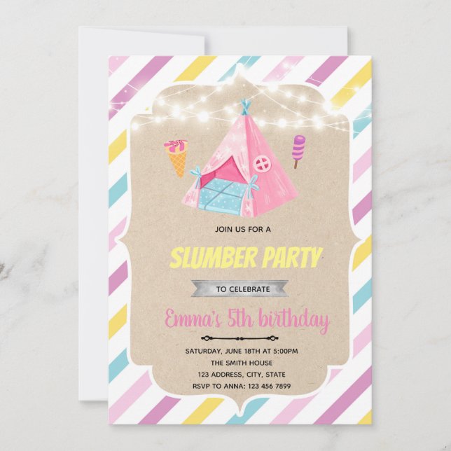Icecream teepee slumber invitation (Devant)
