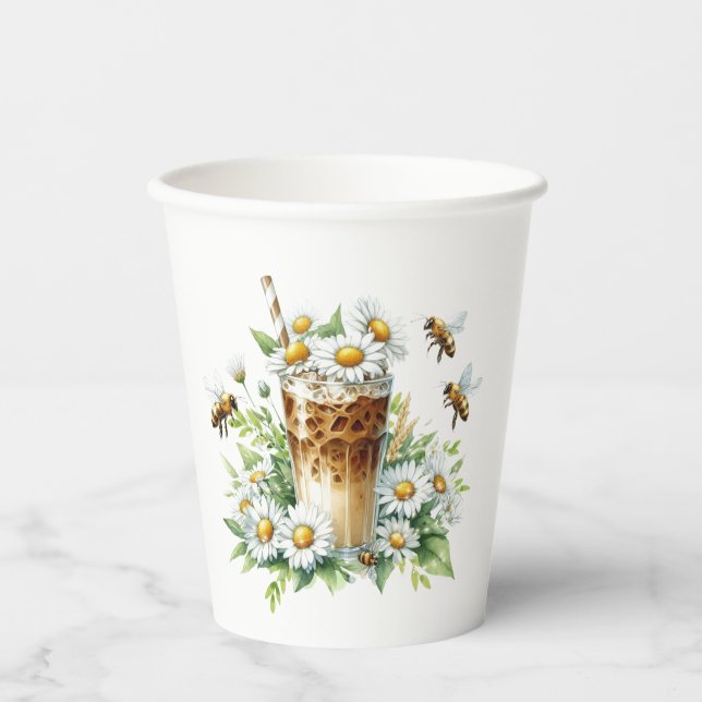 Iced Coffee and Bees Pappbecher (Vorderseite)