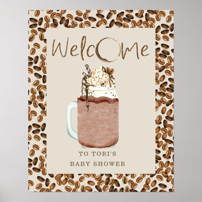 Iced Coffee Beans Baby Dusche Begrüßung Poster (Vorne)