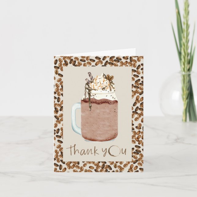 Iced Coffee Beans Baby Dusche Vielen Dank Dankeskarte (Vorderseite)