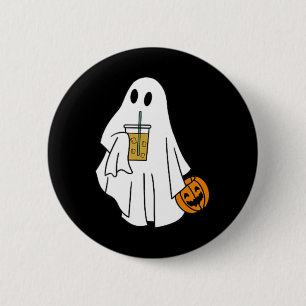Iced Coffee Halloween Niedlich Little Ghost Pumpki Button