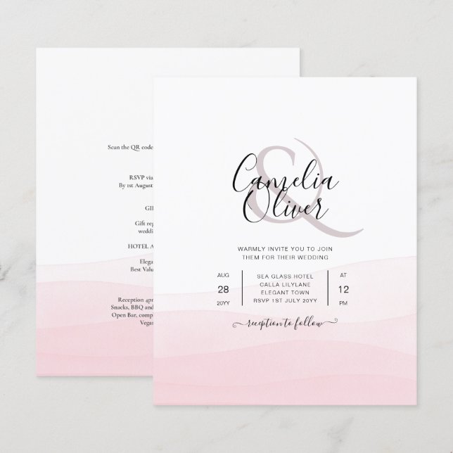 Iced Pink Ombre Wedite Invite (Vorne/Hinten)