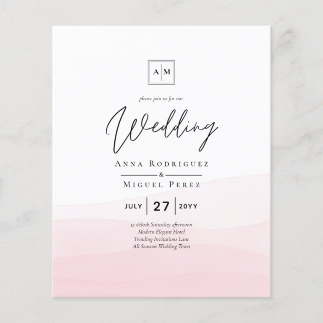 Iced Pink Ombre Wedite Invite Flyer (Vorne)