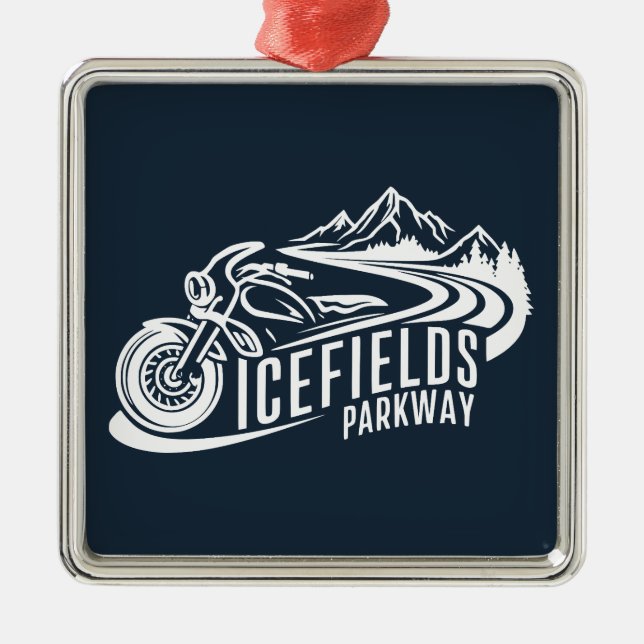 Icefields Parkway Alberta Canada Motorrad Ornament Aus Metall (Vorne)