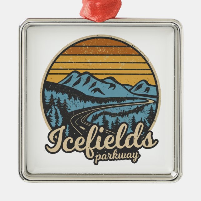 Icefields Parkway Alberta Canada Retro Ornament Aus Metall (Vorne)