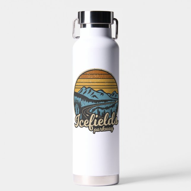 Icefields Parkway Alberta Canada Retro Trinkflasche (Vorne)
