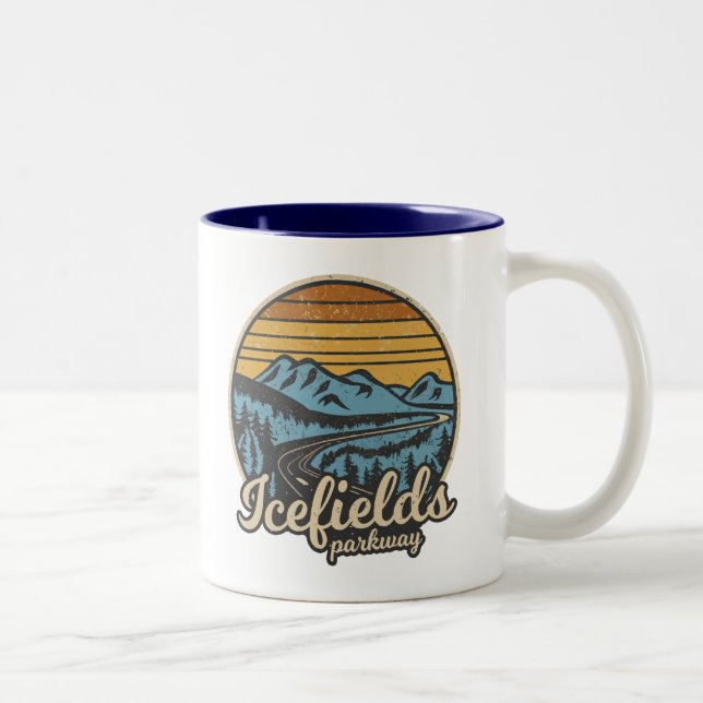 Icefields Parkway Alberta Canada Retro Zweifarbige Tasse (Rechts)