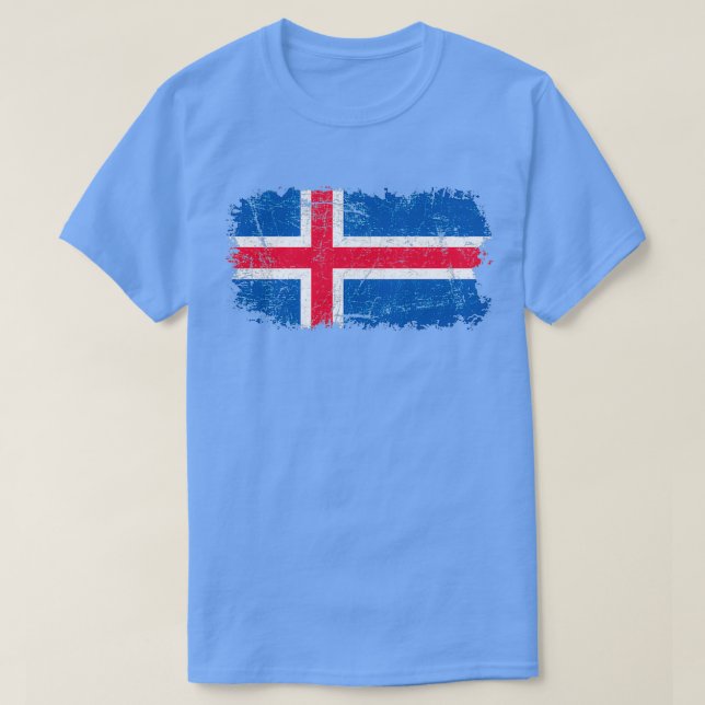 Iceland Flag Distressed T-Shirt (Design vorne)