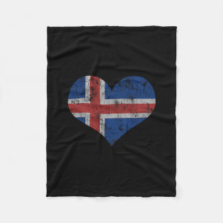 Iceland Flag Icelander Love Heart Home Vacation Fa Fleecedecke