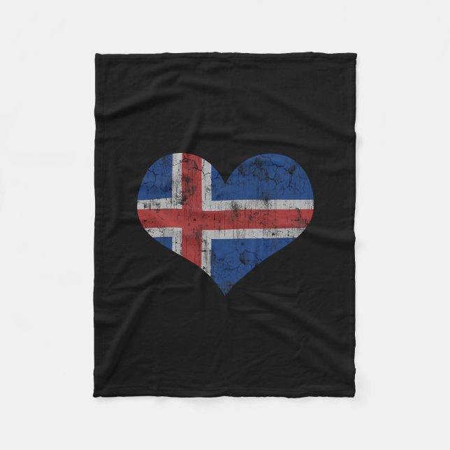 Iceland Flag Icelander Love Heart Home Vacation Fa Fleecedecke (Vorderseite)