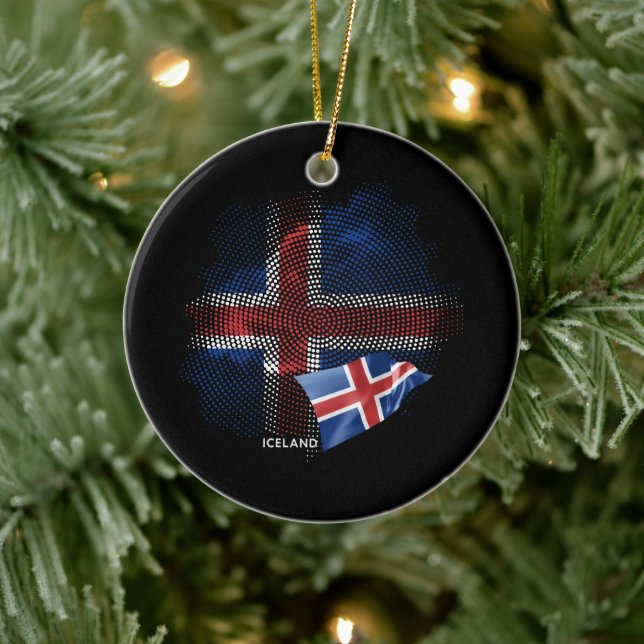 Iceland flag keramik ornament (Baum)