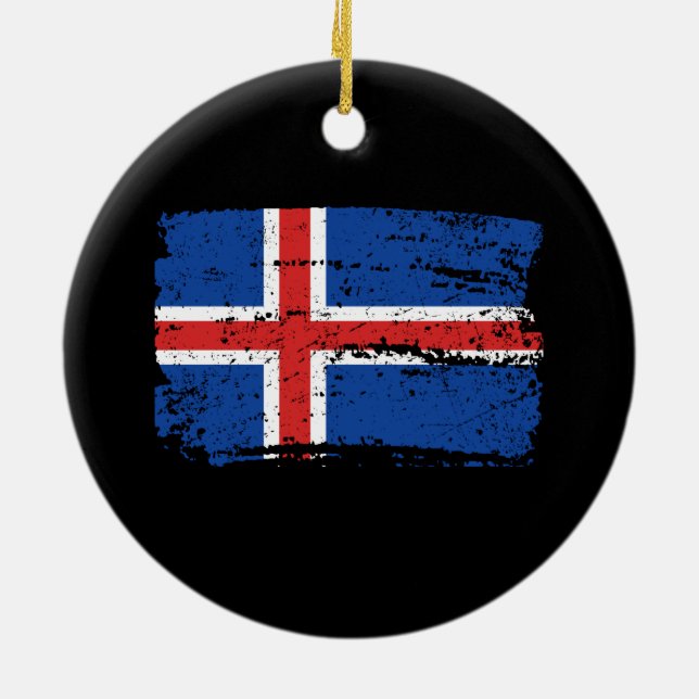 Iceland Flag Keramik Ornament (Hinten)