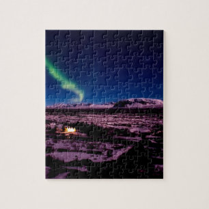 Iceland green northern lights sky