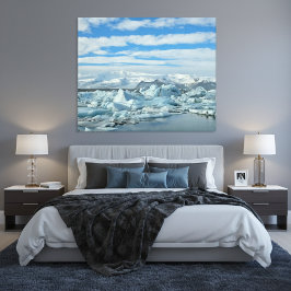 Iceland Iceberg Lagoon and Snowy Mountains Arctic Leinwanddruck