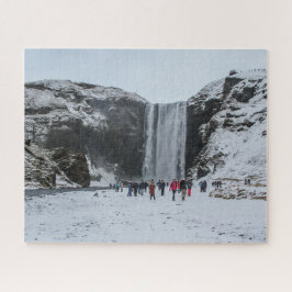 Iceland Jigsaw Puzzle - Skogafoss waterfall Winter