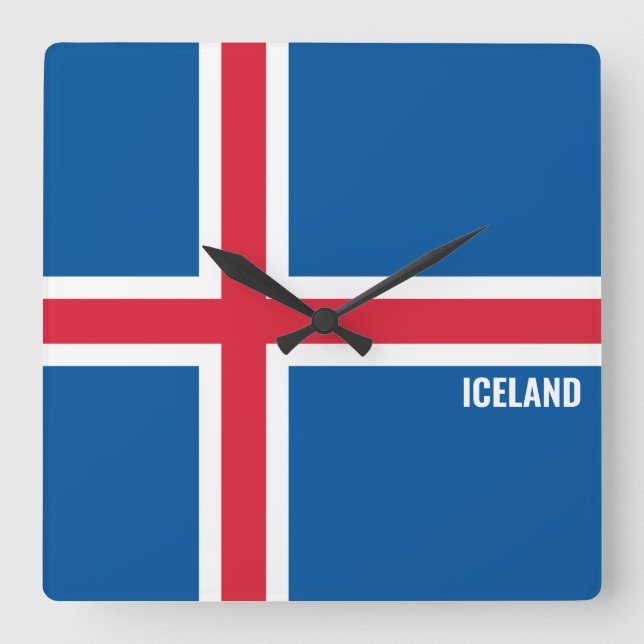Iceland National Flag Patriotic Quadratische Wanduhr (Vorderseite)