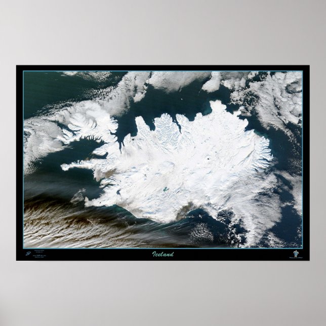 Iceland satellite  poster map photo (Vorne)