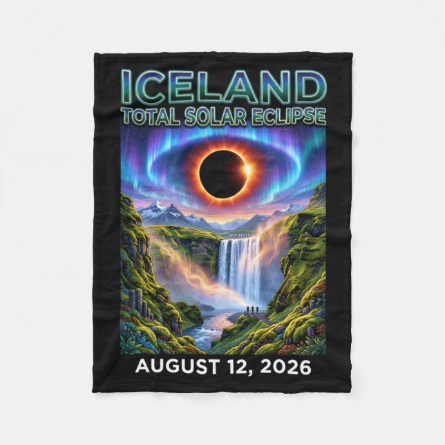 Iceland Total Solar Eclipse 2026 Totality Chaser Fleecedecke (Vorderseite)