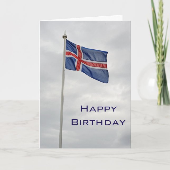 Icelandic Flag Happy Birthday card Karte (Vorderseite)