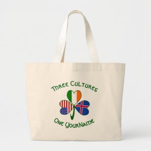 Icelandic Irish American Flags Shamrock Your Name Jumbo Stoffbeutel