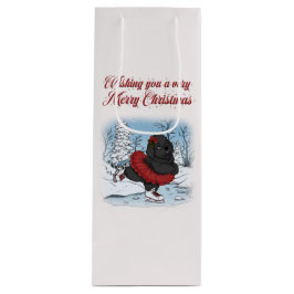 Iceskating Newfundland Welppy Winter Wonderland Geschenktüte Für Weinflaschen