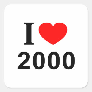 Ich ❤️ 2000 Ich liebe 2000 Ich Herz 2000 Quadratischer Aufkleber