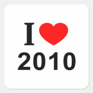Ich ❤️ 2010 Ich LIEBE 2010 Ich HERZ 2010 Quadratischer Aufkleber