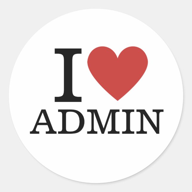 Ich ❤️ Admin (für Mitarbeiter) CUSTOM Runder Aufkleber (Vorderseite)
