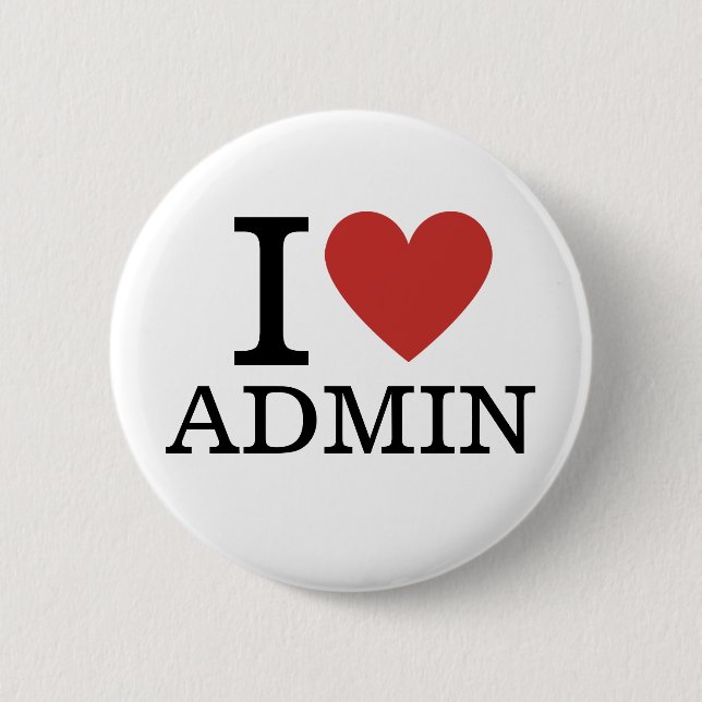 Ich ❤️ Admin (für Mitarbeiter) INDIVIDUELLE Pins Button (Vorderseite)