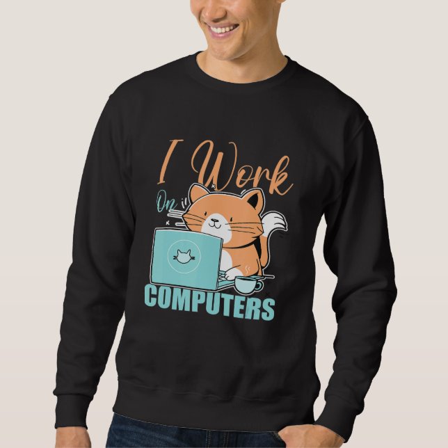Ich Arbeite An Computern Katze  Katze  Programmier Sweatshirt (Vorderseite)