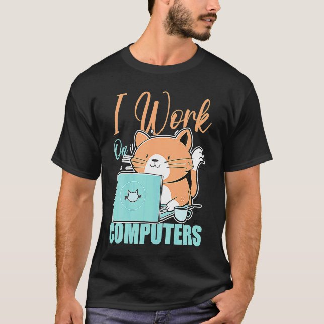 Ich Arbeite An Computern Katze  Katze  Programmier T-Shirt (Vorderseite)