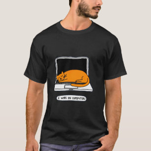 Ich arbeite an Computern Lustige Katze Cute Tech H T-Shirt