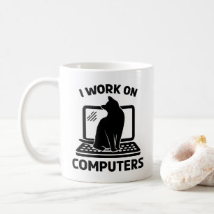 Ich Arbeite An Computern Lustiger Katzenliebhaber Kaffeetasse