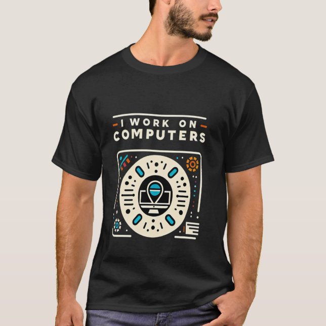 Ich arbeite an Computern Programmierer Technik Kod T-Shirt (Vorderseite)