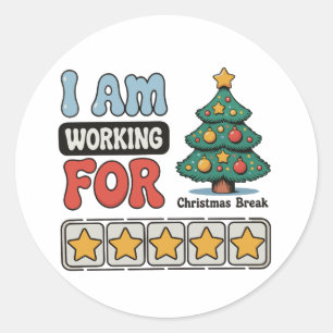 Ich arbeite für den Weihnachtsferien-Winter Runder Aufkleber