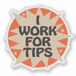 Ich arbeite für Tipps mit Sternexplosion Design Aufkleber