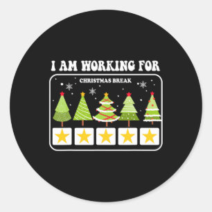 Ich arbeite für Weihnachten Break 5 Sterne Weihnac Runder Aufkleber