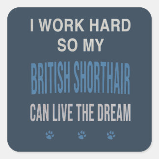 Ich arbeite hart für meine Britisch Kurzhaar Quadratischer Aufkleber