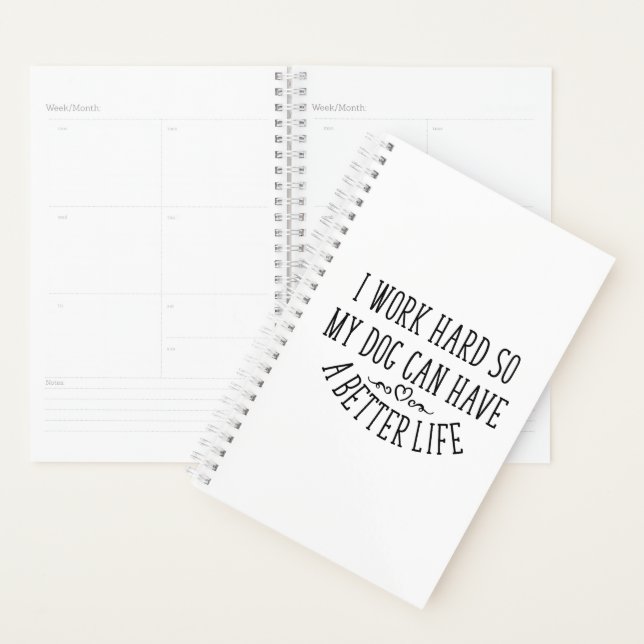 Ich arbeite hart Hund Mutter Wein Lover Planer (Anzeige)
