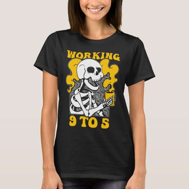 Ich arbeite von 9 bis 5 Arbeitsstunden Teilzeit T-Shirt (Vorderseite)