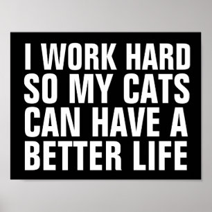 ICH ARBEITEE HARTE, DAMIT KATZEN EIN BESSERES LEBE POSTER