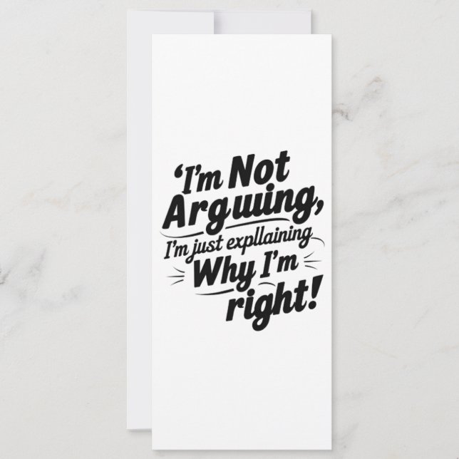 Ich argumentiere nicht für Einladung" Einladung (Vorderseite)